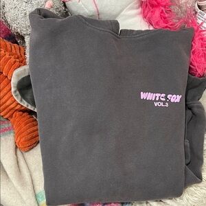White Fox Gray Sweatshirt with Pink Logo